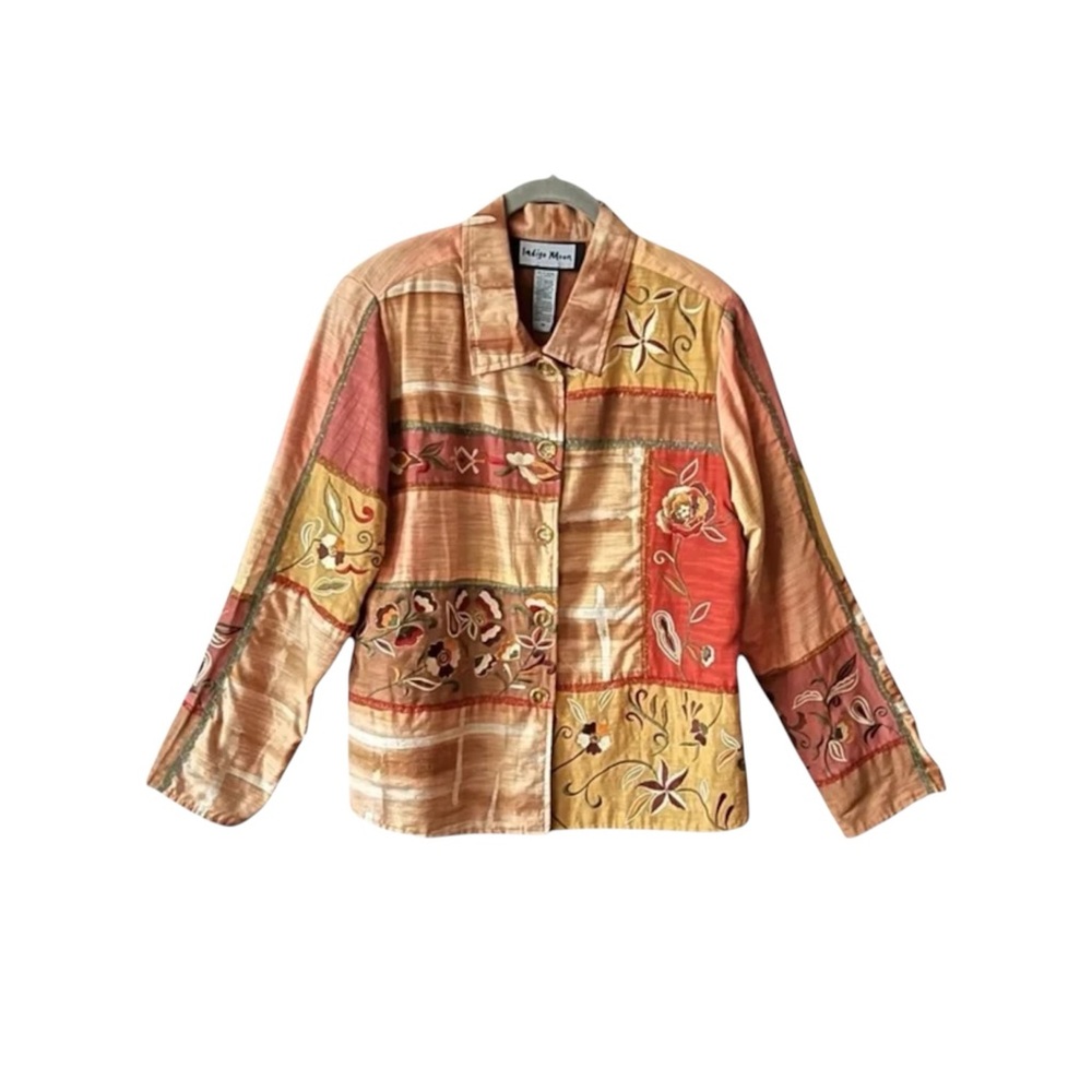 Vintage Gold threaded embroidered Flower jacket